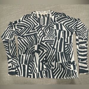 LOFT Black and White Geometric Cardigan